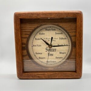 Vintage Soccer Time Theme Wooden Wall Clock - Jim Mofhitz 8” X 2 1/2”